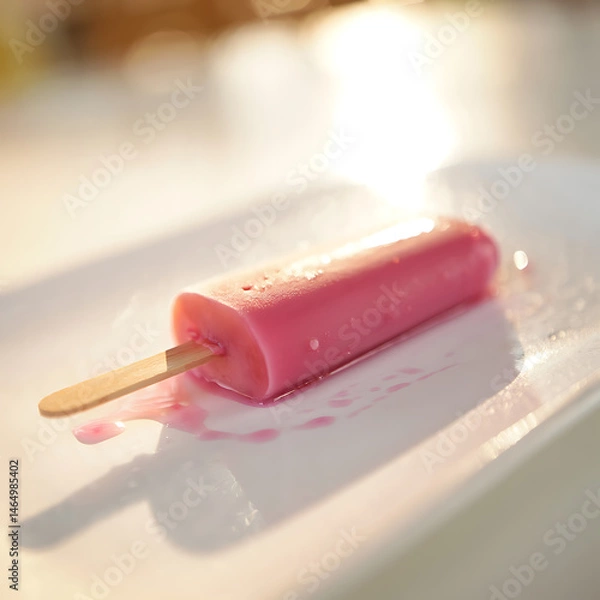 Fototapeta Frosted Elegance: The Alluring Charm of a Pink Popsicle on a Marble Surface