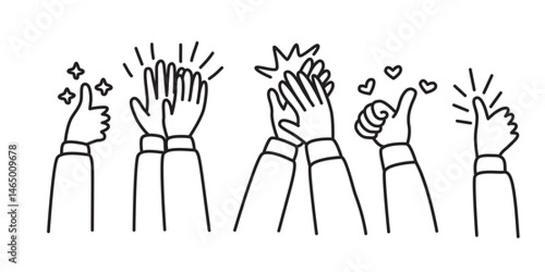 Fototapeta hand drawn clap design. hand gesture illustration.