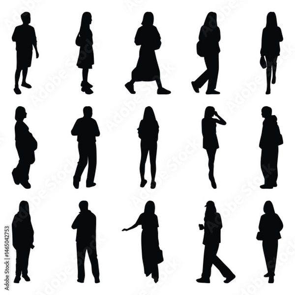 Obraz Vector collection set of individual people silhouettes.	
