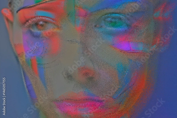 Obraz Reference Image, Gesicht bunt, Hintergrund , fantasievoll