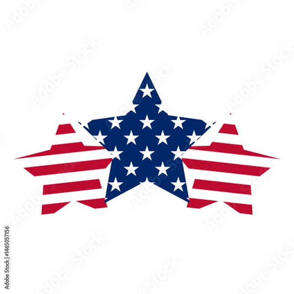 Fototapeta Stars in the colors of the US flag. Symbol of the USA. Vector illustration