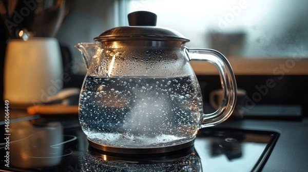 Obraz Tea maker with a transparent pot showing boiling water