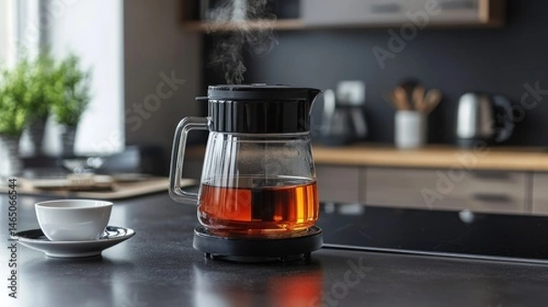 Obraz Modern electric tea maker on a kitchen countertop