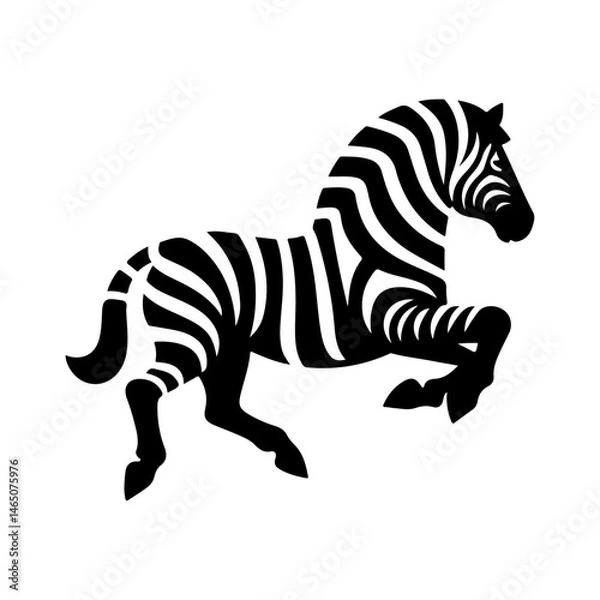 Fototapeta AI Generated Zebra Vector Silhouette Isolate White Background