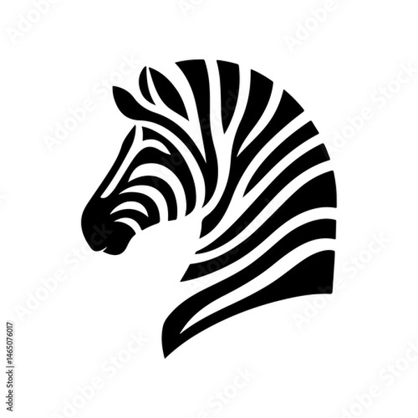 Fototapeta AI Generated Zebra Vector Silhouette Isolate White Background
