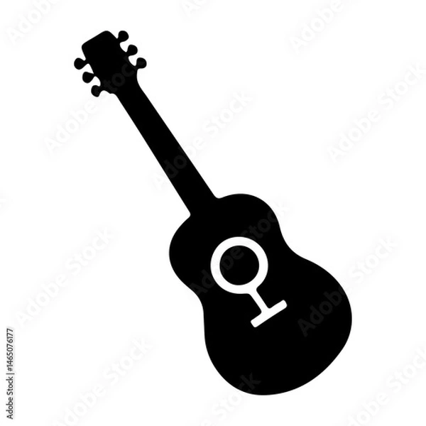 Fototapeta AI Generated Guitar Vector Silhouette Isolate White Background