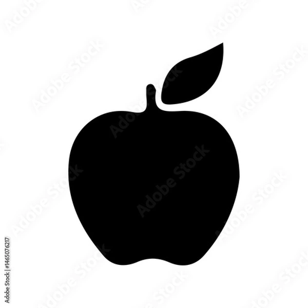 Fototapeta AI Generated Apple Vector Silhouette Isolate White Background