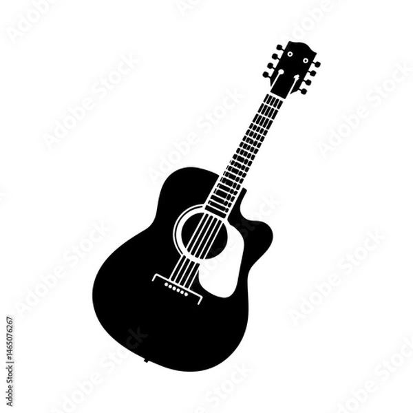 Fototapeta AI Generated Guitar Vector Silhouette Isolate White Background
