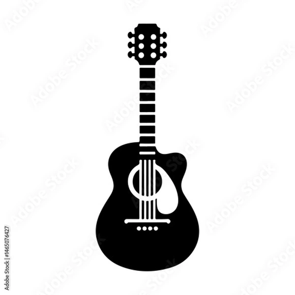 Fototapeta AI Generated Guitar Vector Silhouette Isolate White Background