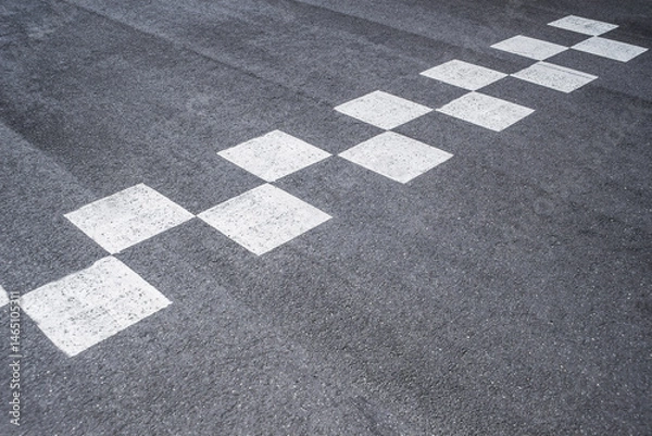Obraz Close-up of road markings at the race start and finish.