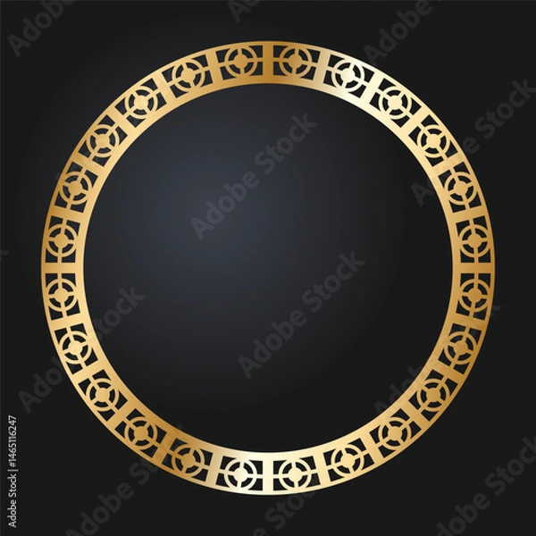 Fototapeta Beautiful round golden frame. Festive design. Gold border. Round frames vector