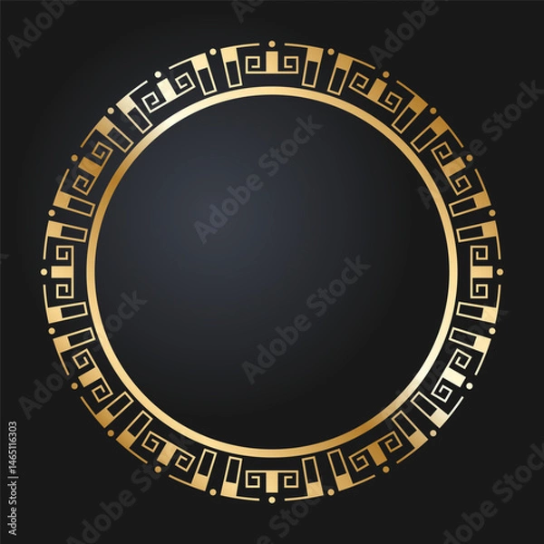 Fototapeta Beautiful round golden frame. Festive design. Gold border. Round frames vector