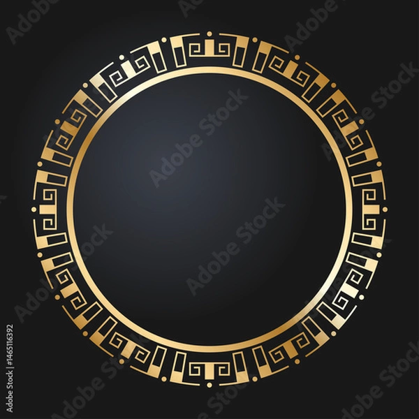 Fototapeta Beautiful round golden frame. Festive design. Gold border. Round frames vector
