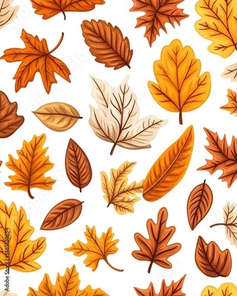 Fototapeta Autumnal leaf pattern with varied colors and shapes