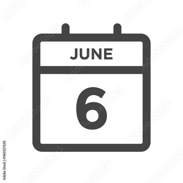 Fototapeta June 6 Calendar Day or Calender Date for Deadline Appointment