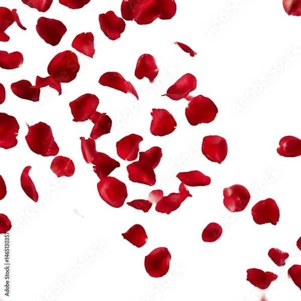 Obraz An image showing a scattering of red rose petals against a clean white