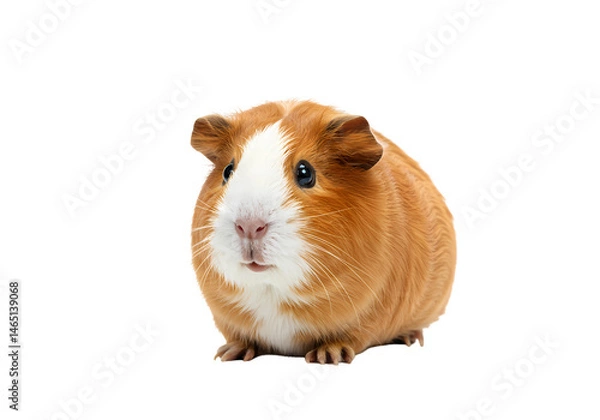 Fototapeta Adorable Red and White Guinea Pig isolated on white background