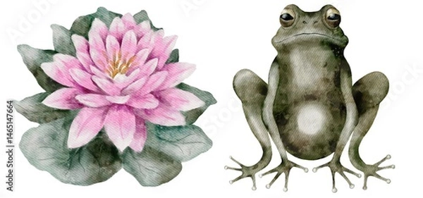 Fototapeta Explore a seamless design of frogs and lily pads in a tranquil marshland setting
