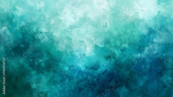 Fototapeta Abstract teal and turquoise textured painting.