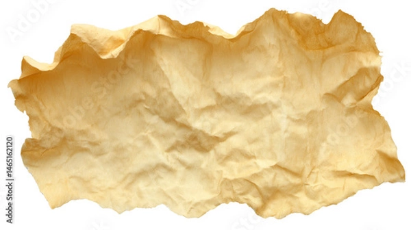 Fototapeta Crumpled light brown paper texture isolated on white background