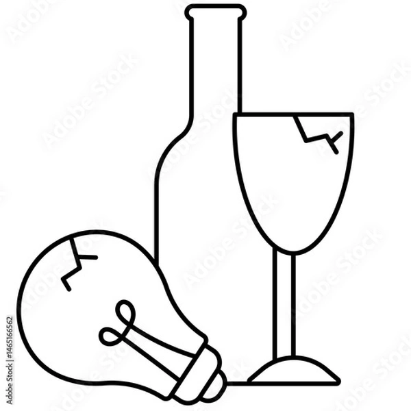 Obraz Glass garbage broken line icon