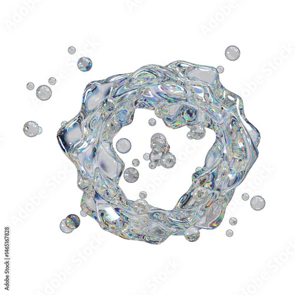 Obraz Transparent Multicolored Liquid Waving Surface With Bubbles