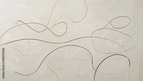 Fototapeta Simplicity in Motion: Minimalist Line Art on Soft Neutral Canvas