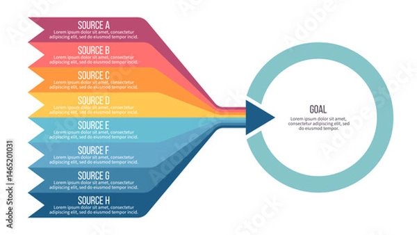 Fototapeta Business infographic template. Arrow chart with eight options, steps. Vector chart.