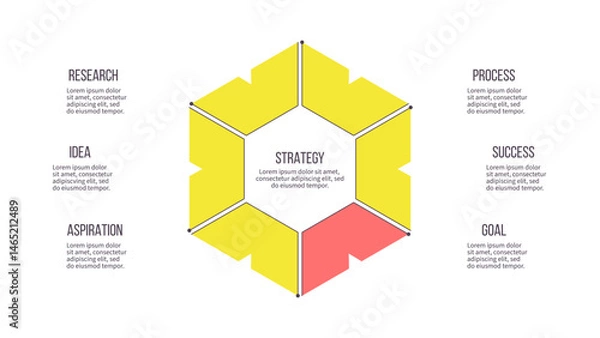 Fototapeta Business infographic template. Hexagon chart with six options, steps. Vector chart.