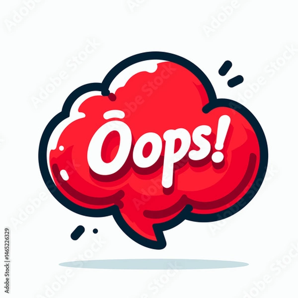 Fototapeta Cartoon speech bubble saying "Oops!" on light background