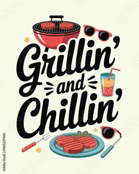 Obraz BBQ T-Shirt Design Vector, Vector typography t-shirt design template.