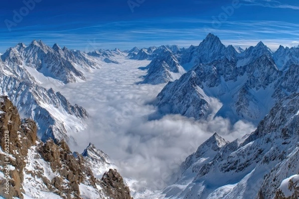 Obraz The Swiss Alps Jungfrau region boasts incredible snow-covered peaks visible from Schilthorn
