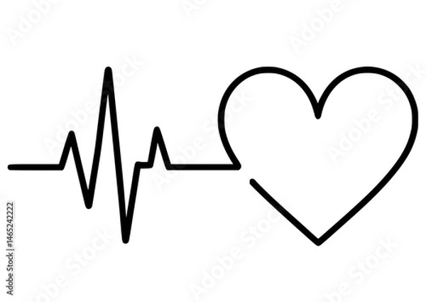 Obraz Heartbeat line inside heart vector icon

