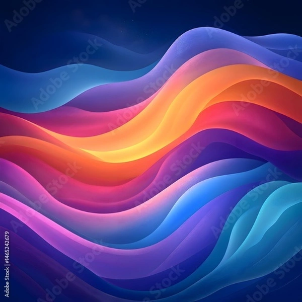 Fototapeta Avibrantdigital-artimagefeaturingflowing,undulatingwavesinaspectrumofvividcolorslikepurples,blues,pinks,andoranges,creatingadynamicandvisuallyappealingabstractcomposition.
