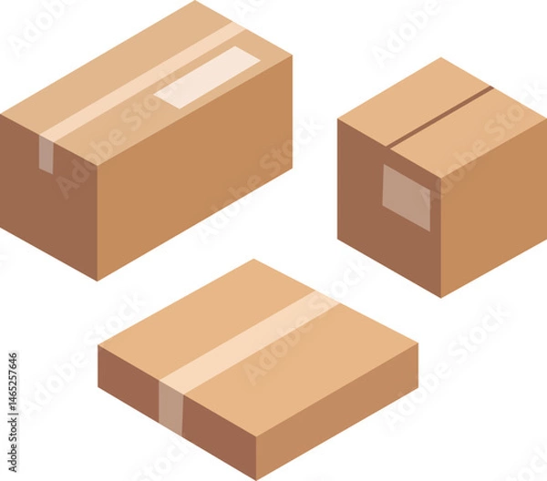 Fototapeta Set of cardboard boxes to shipping