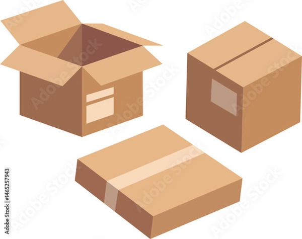 Fototapeta Set of cardboard boxes to shipping