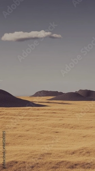 Obraz Vast desert landscape with rolling sand dunes and single cloud in clear sky