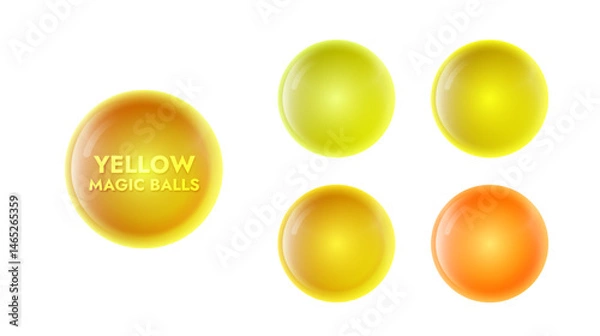 Fototapeta set of yellow magic balls vector design of glass objects