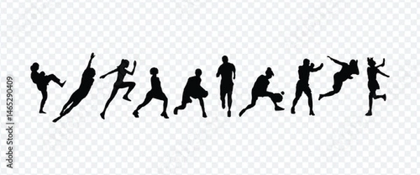 Obraz Male soccer player silhouette vector on a white background. Vector illustration of a silhouette of people.