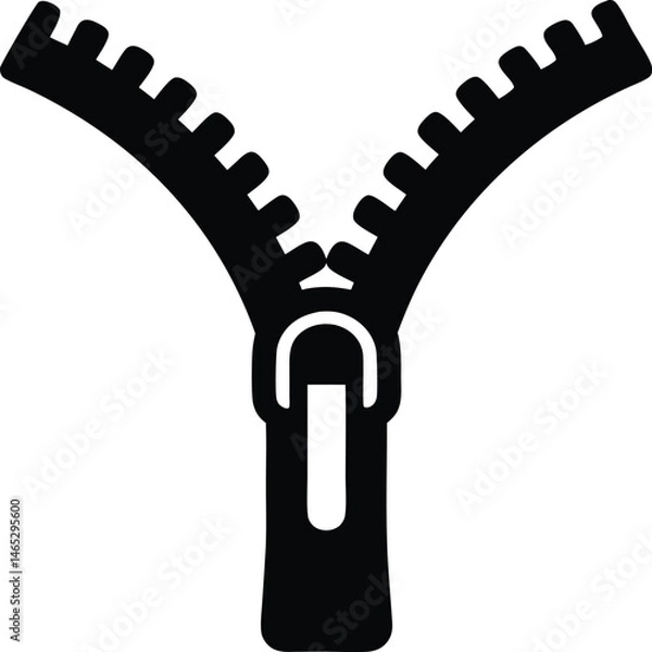 Obraz zipper black silhouette vector illustration, zipper  icon, zipper isolated, zipper symbol