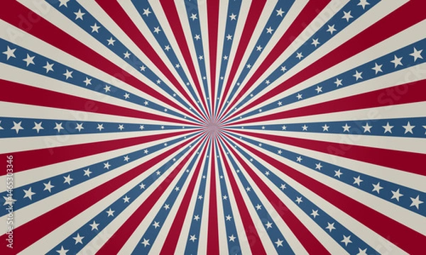 Fototapeta Striped background for Independence Day of the USA. Party banner design in colors of the US flag. Vector illustration