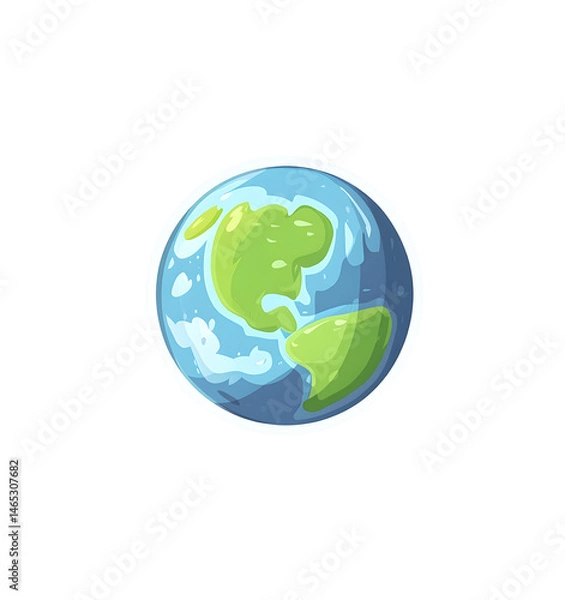 Fototapeta Cartoon Earth Globe with Blue Oceans and Green Continents