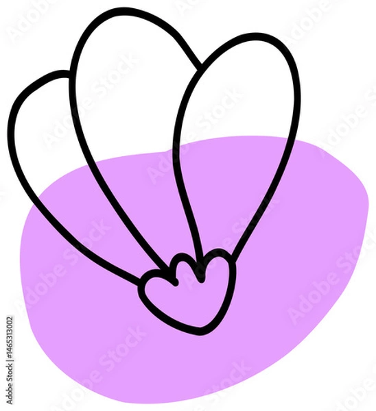 Fototapeta The sticker features a purple and white flower with thick black outlines and overlapping petals, giving it a playful and bold look.