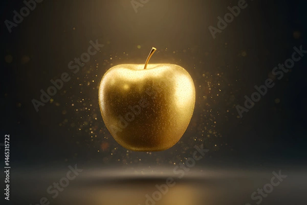 Fototapeta Golden Apple Floating on Reflective Surface