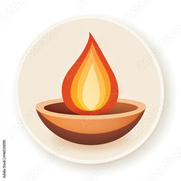Obraz Stylized flame in a bowl against a light background  