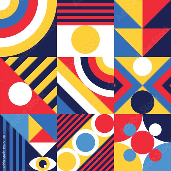 Obraz Abstract bauhaus pattern vector design illustration