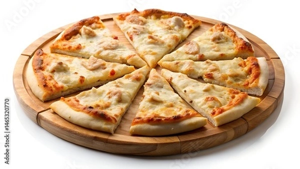 Obraz Classic Chicken and Cheese Pizza on a Wooden Board
