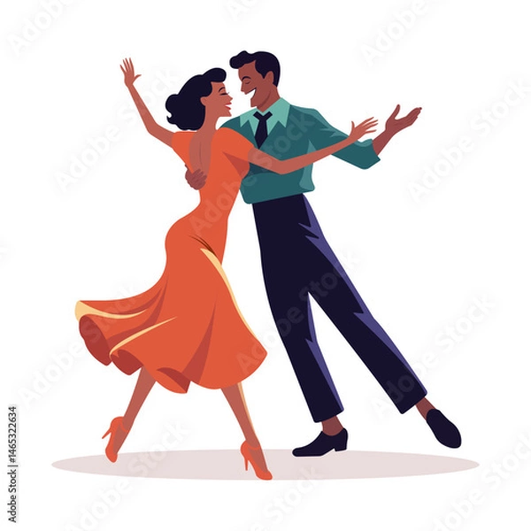 Fototapeta Dancing couple in vintage style pose