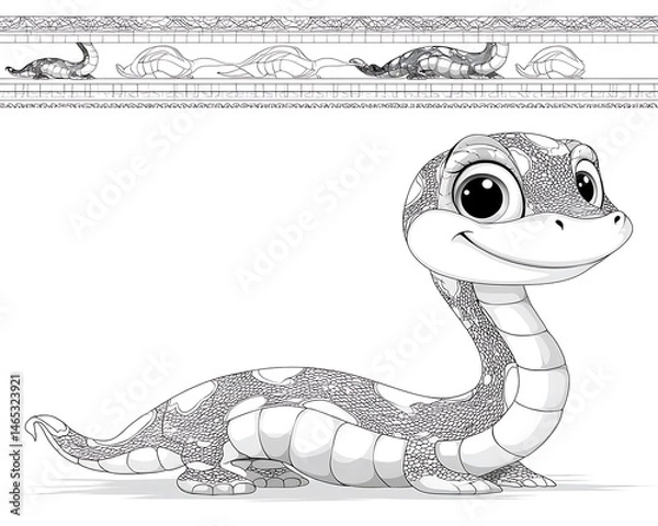 Fototapeta Cute lizard coloring page