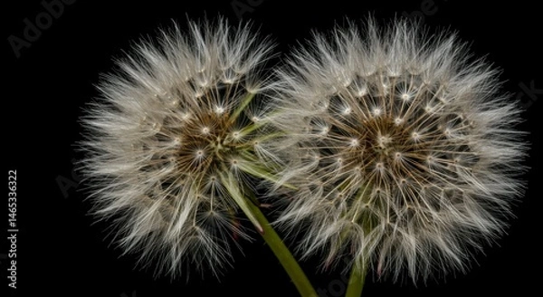 Fototapeta Two dandelion seed heads close-up
